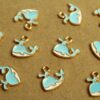 6 pc. Blue, White, and Gold Enameled Whale Charms, 13mm x 12mm | MIS-029*