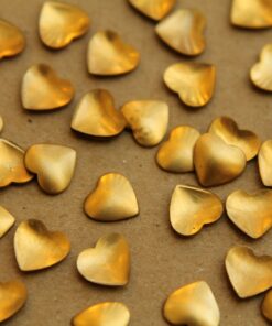 20 pc. Small Raw Brass Puffed Hearts: 7mm by 8mm - made in USA | RB-049
