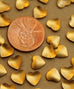 20 pc. Small Raw Brass Puffed Hearts: 7mm by 8mm - made in USA | RB-049