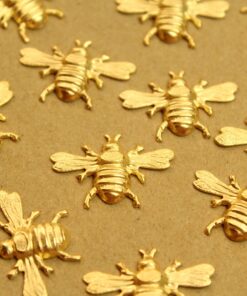 2 pc. Medium Gold Plated Brass Queen Bees: 26mm by 16mm - made in USA | GLD-173