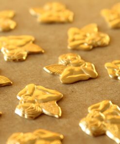 4 pc. Gold Plated Brass Cherub / Angel Stampings: 15.5mm by 14mm - made in USA | GLD-181