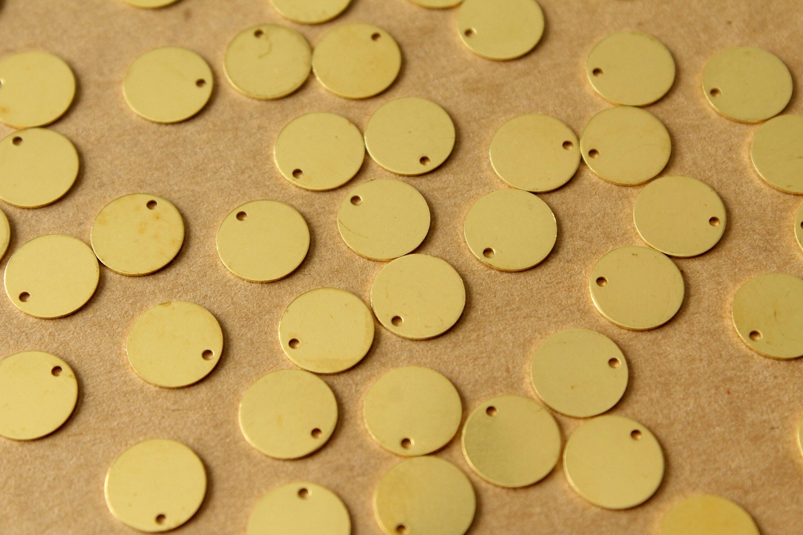 40 pc. Raw Brass Circle Charms: 10mm diameter | FI-639