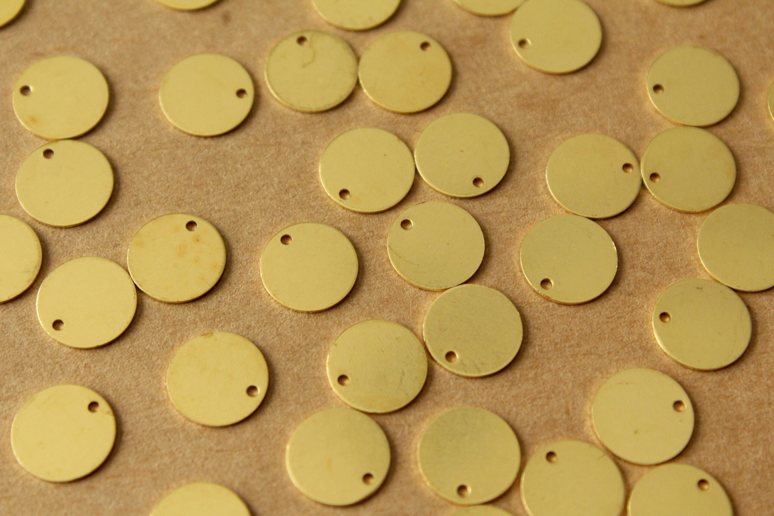 40 pc. Raw Brass Circle Charms: 10mm diameter | FI-639