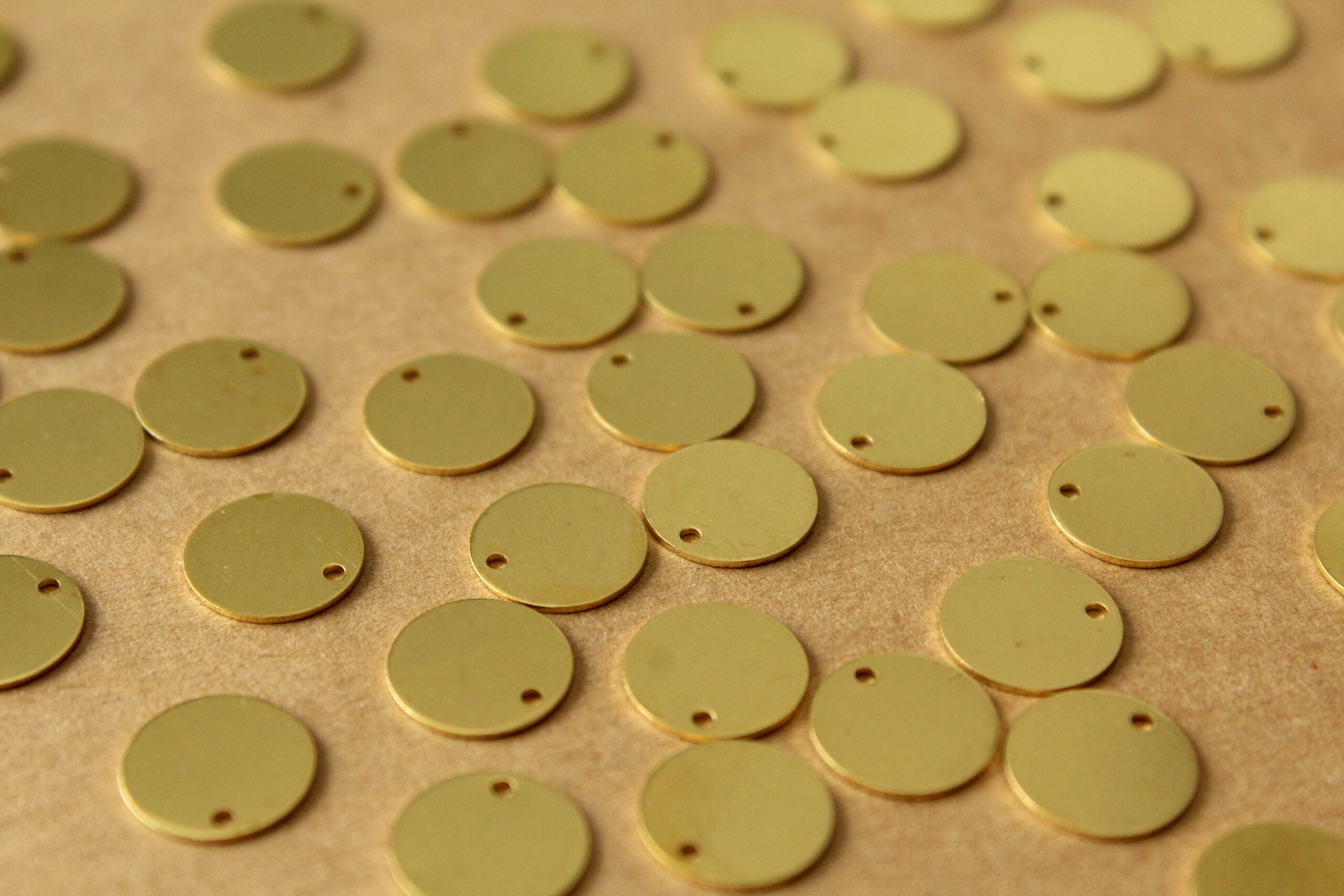 40 pc. Raw Brass Circle Charms: 10mm diameter | FI-639