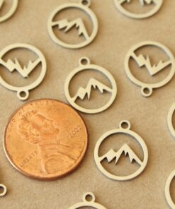 4 pc. Stainless Steel Mountain Charms, 14mm x 12mm, Laser Cut Charms, 201 Stainless Steel | MIS-473