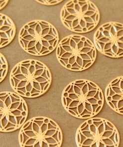 20 pc. Laser Cut Gold Circle Shaped Mandala Connectors, 13mm in diameter | MIS-511