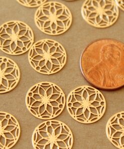 20 pc. Laser Cut Gold Circle Shaped Mandala Connectors, 13mm in diameter | MIS-511