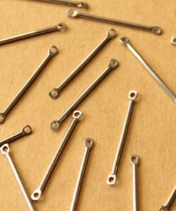 20 pc. Stainless Steel Bar Links with Two Holes: 25mm by 1mm - made in USA | FI-684