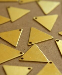 10 pc. Medium Raw Brass Triangles - Corner Hole: 17mm by 17mm - made in USA | RB-249