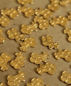 10 pc. Tiny Raw Brass Embossed Cherry Bunch Stampings: 8mm by 11mm - made in USA | RB-298
