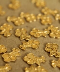 10 pc. Tiny Raw Brass Embossed Cherry Bunch Stampings: 8mm by 11mm - made in USA | RB-298