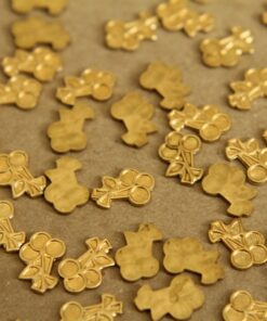 10 pc. Tiny Raw Brass Embossed Cherry Bunch Stampings: 8mm by 11mm - made in USA | RB-298