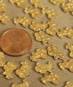 10 pc. Tiny Raw Brass Embossed Cherry Bunch Stampings: 8mm by 11mm - made in USA | RB-298