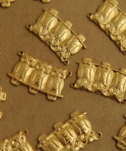 6 pc. Raw Brass Owl Trio Connectors: 22mm by 13mm - made in USA | RB-359