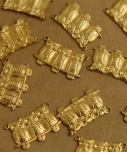6 pc. Raw Brass Owl Trio Connectors: 22mm by 13mm - made in USA | RB-359