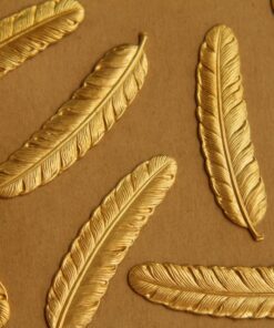 2 pc. Large Raw Brass Feathers: 53mm by 12mm - made in USA | RB-400