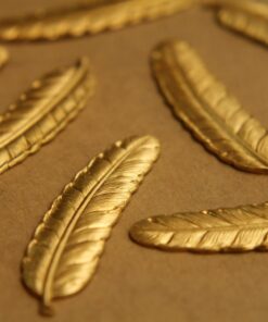 2 pc. Large Raw Brass Feathers: 53mm by 12mm - made in USA | RB-400