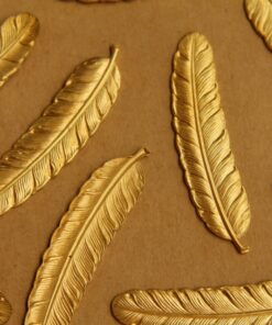 2 pc. Large Raw Brass Feathers: 53mm by 12mm - made in USA | RB-400