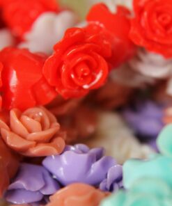 10 pc. Medium Glossy Crisp Petal Rose Beads 14mm by 8mm | RES-415
