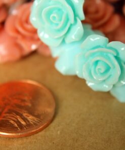 10 pc. Medium Glossy Crisp Petal Rose Beads 14mm by 8mm | RES-415