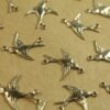 4 pc. 2 Loop Bird Charm Facing Left, Nickel Silver - made in USA Sparrow Swallow Songbird Flying West Spring Summer Birds | RB-433 DISC