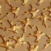 6 pc. Raw Brass Bird Charm Facing Right, Two Hole Top/Bottom Connector - made in USA Sparrow Swallow Songbird Flying West Birds | RB-477