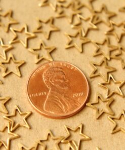 6 pc. Small Raw Brass Star Cutouts: 9mm by 9mm - made in USA | RB-601