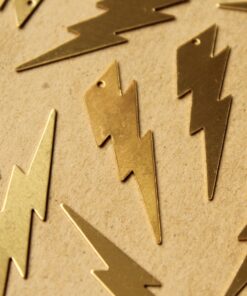 8 pc. Large Raw Brass Lightning Bolt Charms: 45mm by 12mm - made in USA | RB-634