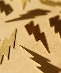 8 pc. Large Raw Brass Lightning Bolt Charms: 45mm by 12mm - made in USA | RB-634