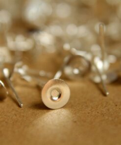 100 pc. Bright Silver plated earring posts, 6mm pad | FI-211