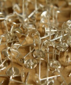 100 pc. Bright Silver plated earring posts, 6mm pad | FI-211