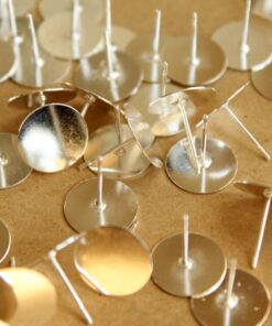 30 pc. Bright Silver-Plated Earring Posts, 12mm pad | FI-215