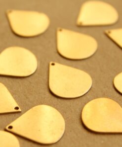 4 pc. Raw Brass Teardrop Charms: 15mm by 18mm - made in USA | RB-666