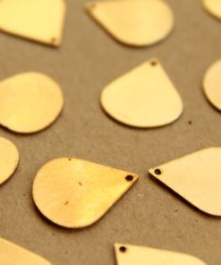 4 pc. Raw Brass Teardrop Charms: 15mm by 18mm - made in USA | RB-666