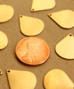 4 pc. Raw Brass Teardrop Charms: 15mm by 18mm - made in USA | RB-666