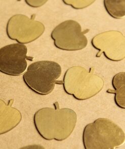 6 pc. Raw Brass Apple Blank Stampings: 16mm by 15.5mm - made in USA | RB-835