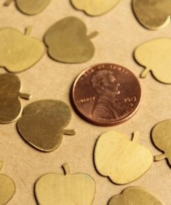 6 pc. Raw Brass Apple Blank Stampings: 16mm by 15.5mm - made in USA | RB-835