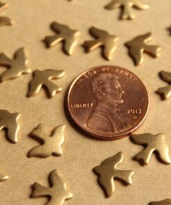 24 pc. Tiny Raw Brass Doves: 11mm by 9mm - made in USA | RB-825