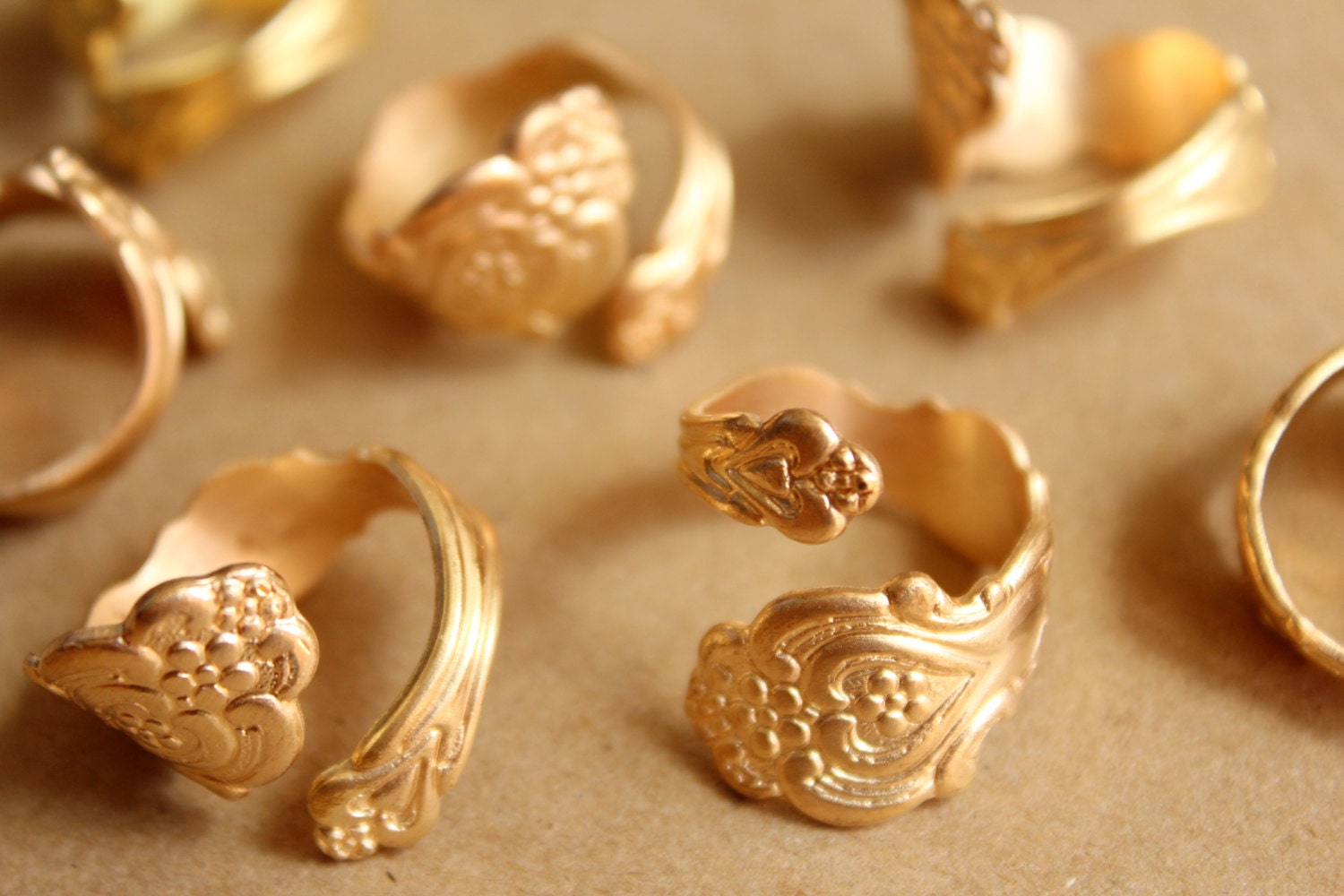 1 pc. Raw Brass Adjustable Spoon Rings - made in USA | RB-884
