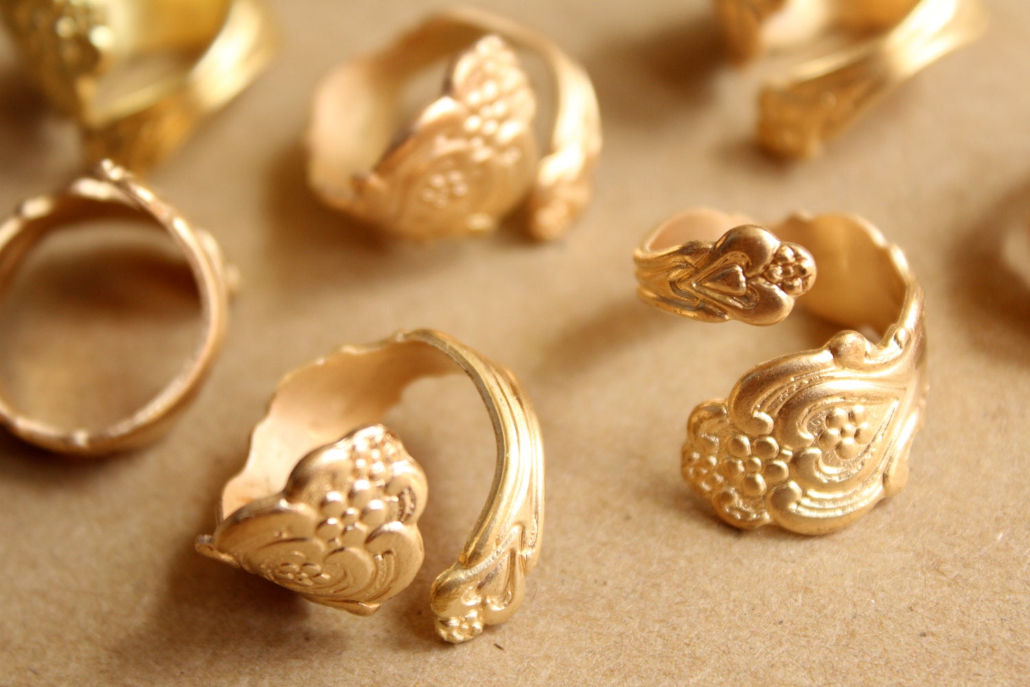 1 pc. Raw Brass Adjustable Spoon Rings - made in USA | RB-884