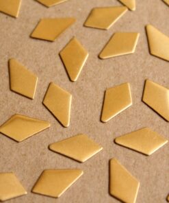 16 pc. Small Raw Brass Dropped Diamond Stampings: 13.5mm by 7mm - made in USA | RB-909