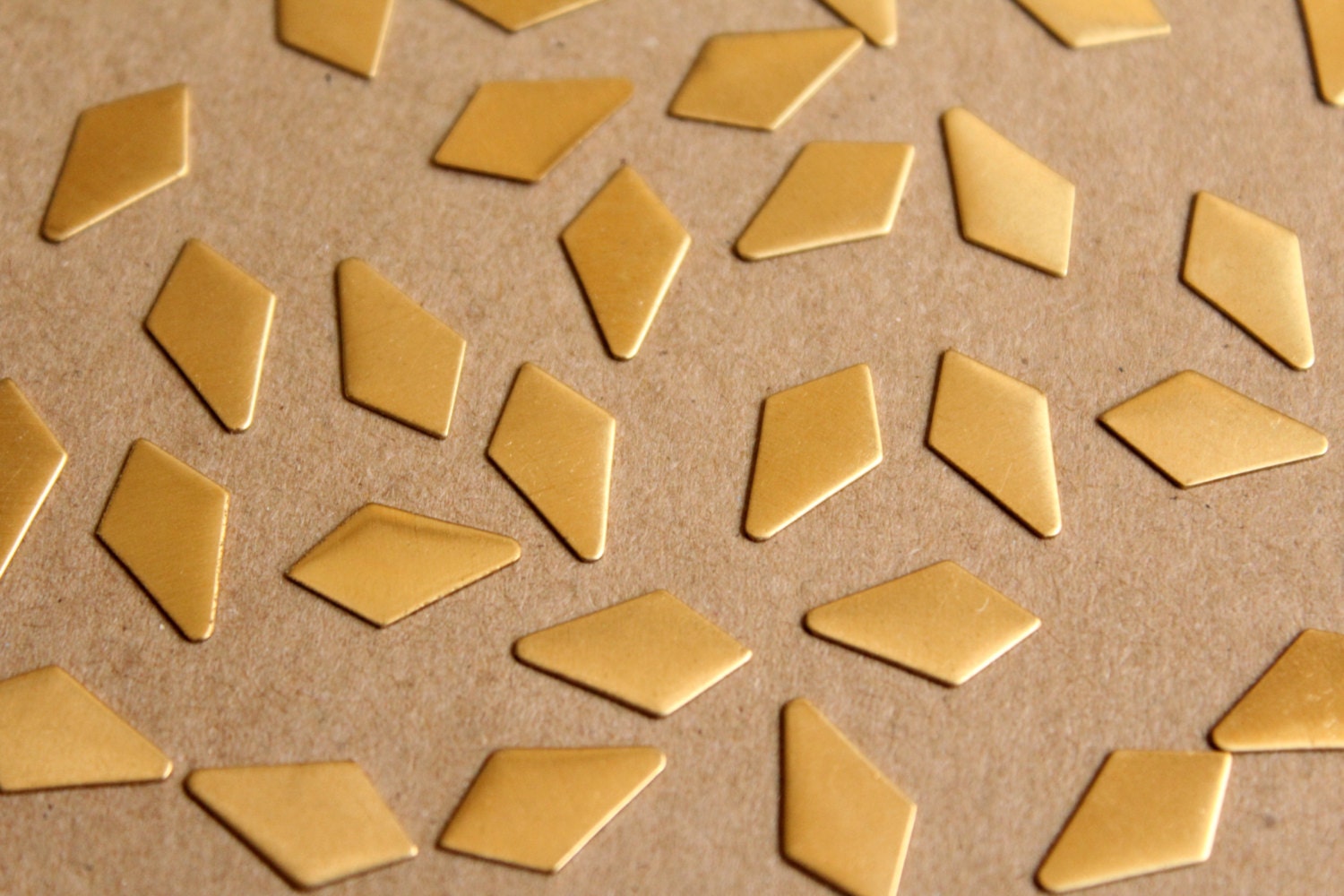 16 pc. Small Raw Brass Dropped Diamond Stampings: 13.5mm by 7mm - made in USA | RB-909