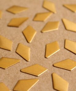 16 pc. Small Raw Brass Dropped Diamond Stampings: 13.5mm by 7mm - made in USA | RB-909