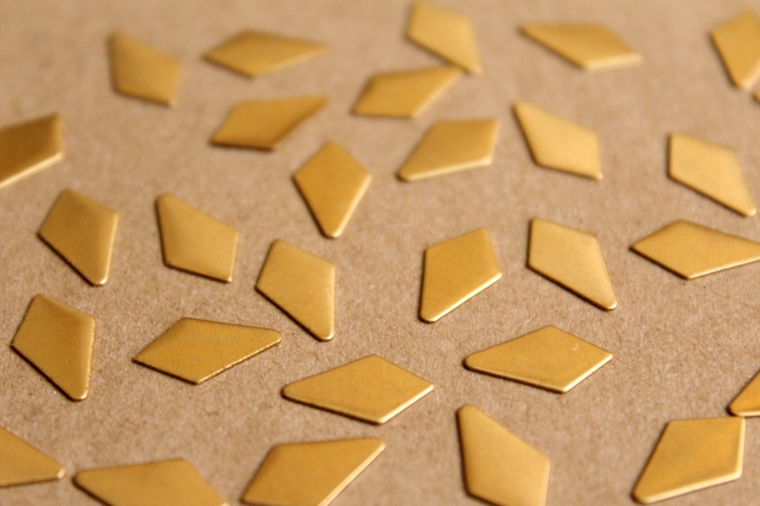 16 pc. Small Raw Brass Dropped Diamond Stampings: 13.5mm by 7mm - made in USA | RB-909