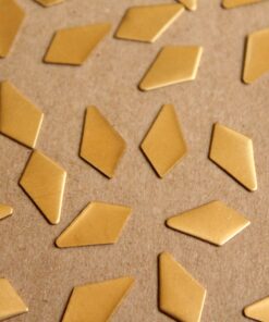 16 pc. Small Raw Brass Dropped Diamond Stampings: 13.5mm by 7mm - made in USA | RB-909