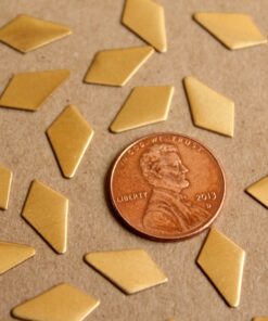 16 pc. Small Raw Brass Dropped Diamond Stampings: 13.5mm by 7mm - made in USA | RB-909