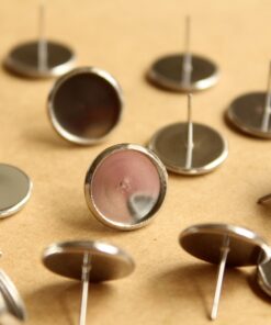 12 pc. Stainless Steel 12mm Ear Post Blank Cabochon Setting | FI-334