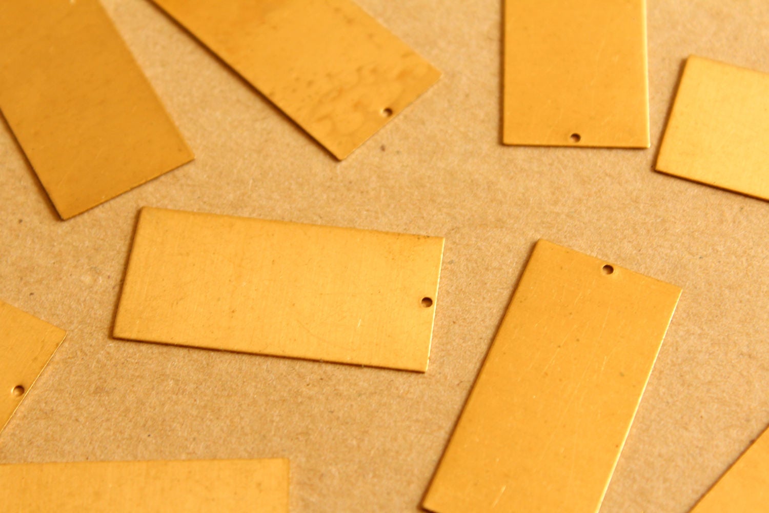 4 pc. Raw Brass Rectangle Charms: 21mm by 43mm - made in USA | RB-1022