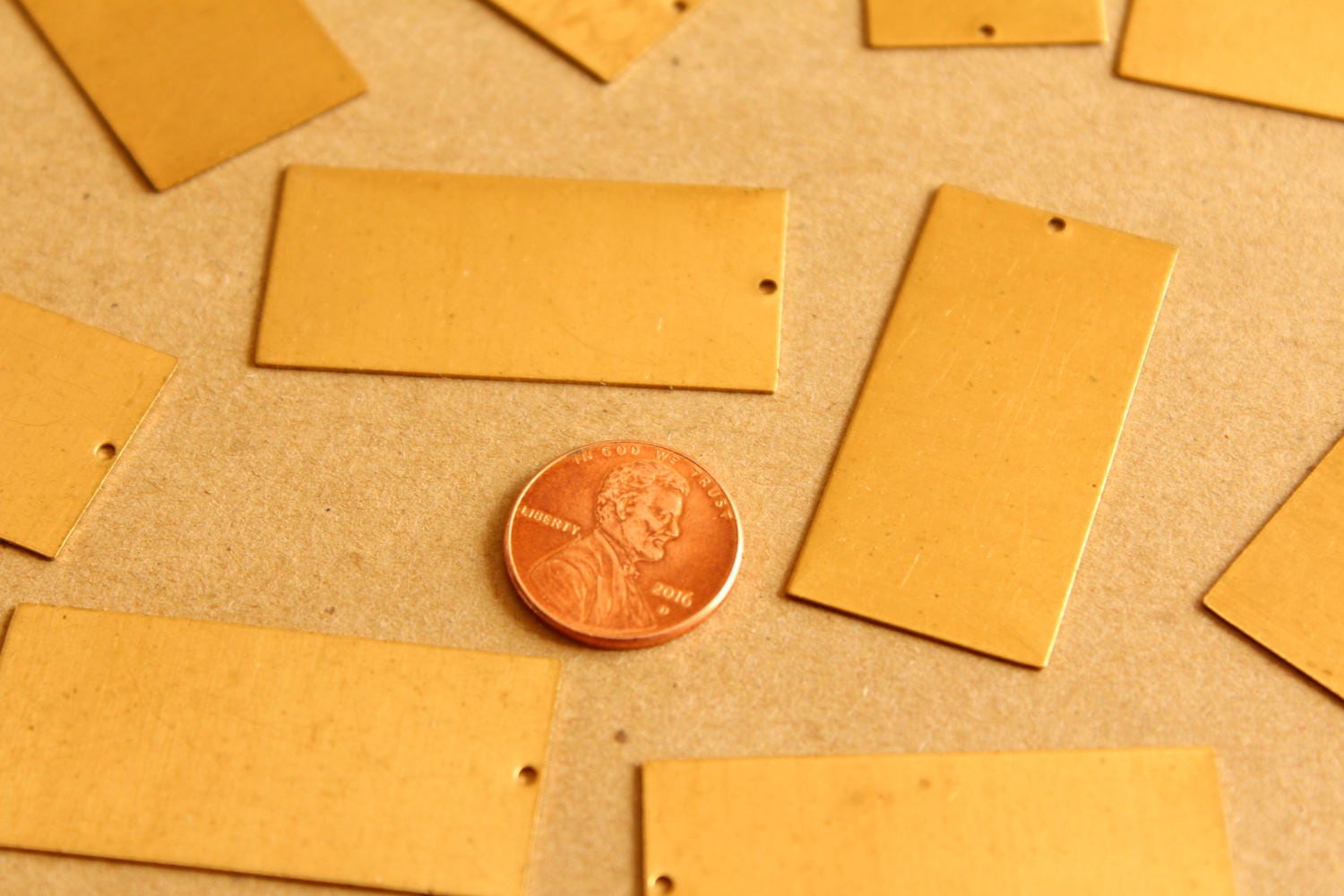 4 pc. Raw Brass Rectangle Charms: 21mm by 43mm - made in USA | RB-1022