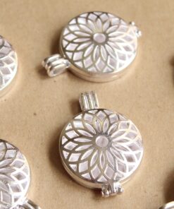 1 pc. Silver Starburst Locket 44mm x 33mm | LOC-058